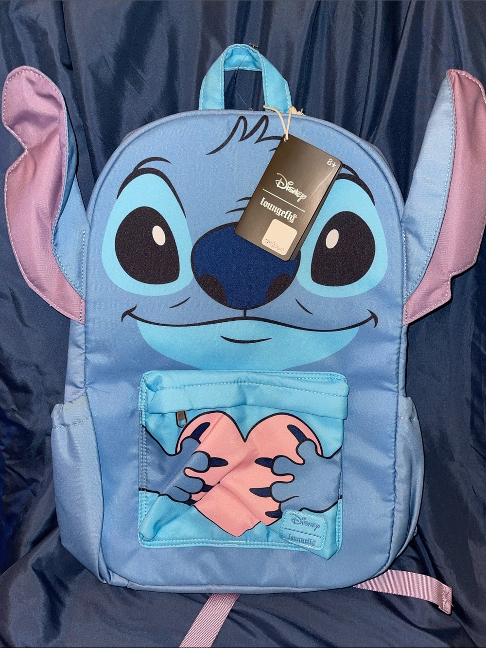 Disney Loungefly Kids Stitch Heart Backpack in Light Blue and Pink